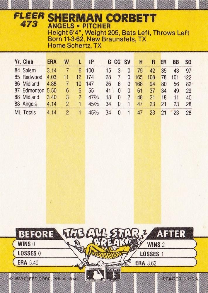 Sherman Corbett  baseball card collectible - Main Image 2