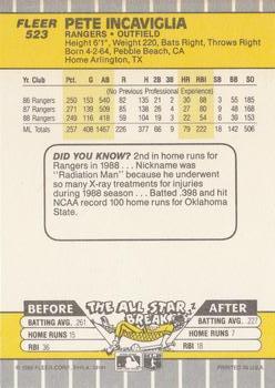 Pete Incaviglia  baseball card collectible - Main Image 2