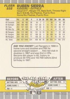 Ruben Sierra  baseball card collectible - Main Image 2