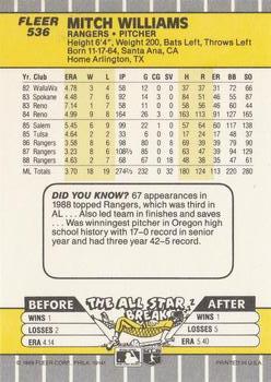 Mitch Williams  baseball card collectible - Main Image 2