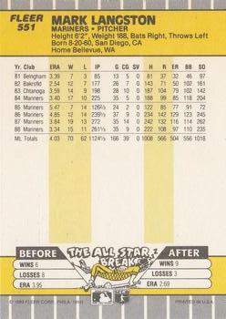 Mark Langston  baseball card collectible - Main Image 2