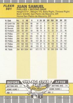 Juan Samuel  baseball card collectible - Main Image 2