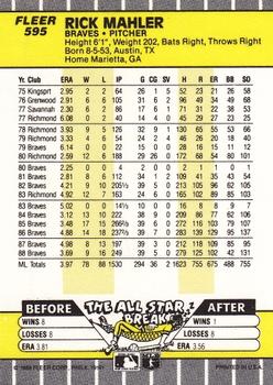 Rick Mahler  baseball card collectible - Main Image 2