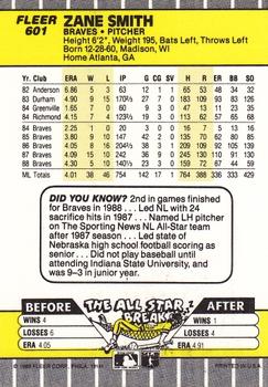 Zane Smith  baseball card collectible - Main Image 2