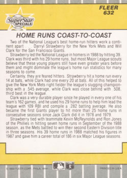 Homeruns Coast to Coast (Darryl Strawberry / Will Clark)  baseball card collectible - Main Image 2
