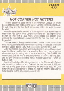Hot Corner’s -- Hot Hitters (Wade Boggs / Carney Lansford)  baseball card collectible - Main Image 2