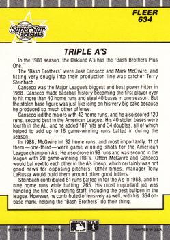 Triple A’s (Jose Canseco / Terry Steinbach / Mark McGwire)  baseball card collectible - Main Image 2