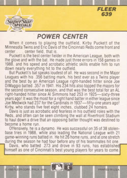 Power Center (Kirby Puckett / Eric Davis)  baseball card collectible - Main Image 2