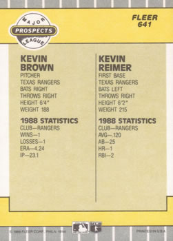 Kevin Brown / Kevin Reimer  baseball card collectible - Main Image 2