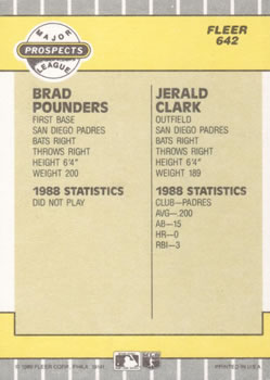 Brad Pounders / Jerald Clark  baseball card collectible - Main Image 2