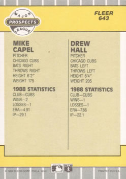 Mike Capel / Drew Hall  baseball card collectible - Main Image 2