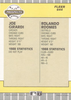 Joe Girardi / Rolando Roomes  baseball card collectible - Main Image 2