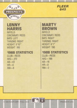 Lenny Harris / Marty Brown  baseball card collectible - Main Image 2