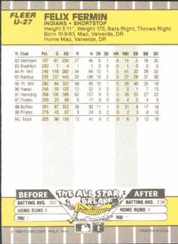 Felix Fermin  baseball card collectible - Main Image 2