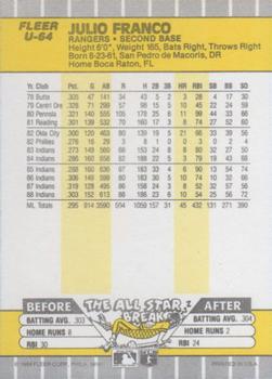 Julio Franco  baseball card collectible - Main Image 2