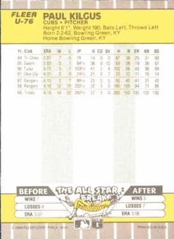 Paul Kilgus  baseball card collectible - Main Image 2