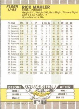 Rick Mahler  baseball card collectible - Main Image 2