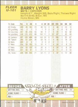 Barry Lyons  baseball card collectible - Main Image 2