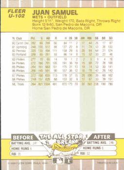 Juan Samuel  baseball card collectible - Main Image 2