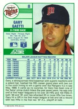 Gary Gaetti  baseball card collectible - Main Image 2