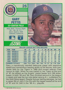 Gary Pettis  baseball card collectible - Main Image 2