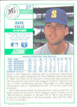 Dave Valle  baseball card collectible - Main Image 2
