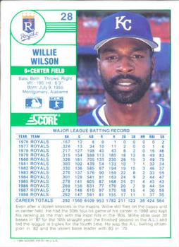 Willie Wilson  baseball card collectible - Main Image 2