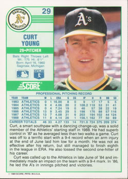 Curt Young  baseball card collectible - Main Image 2