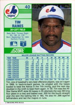 Tim Raines  baseball card collectible - Main Image 2