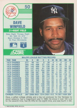 Dave Winfield  baseball card collectible - Main Image 2