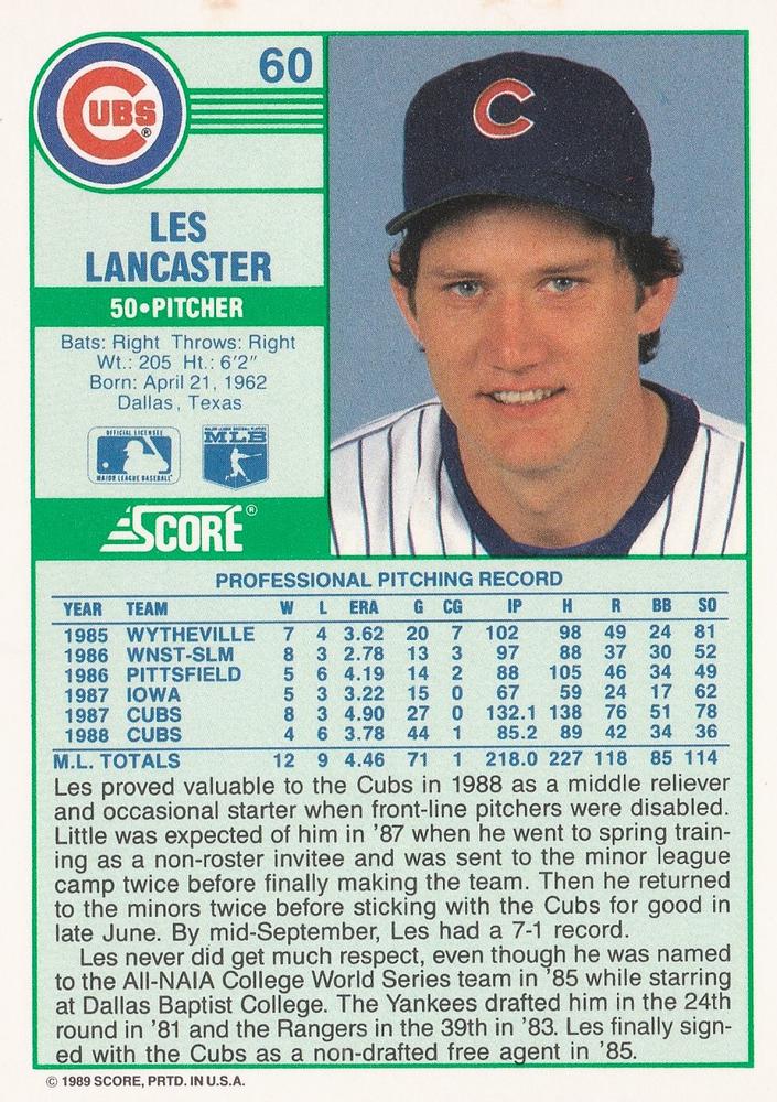 Les Lancaster  baseball card collectible - Main Image 2