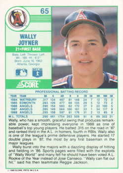 Wally Joyner  baseball card collectible - Main Image 2