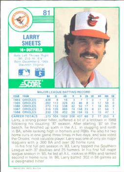 Larry Sheets  baseball card collectible - Main Image 2