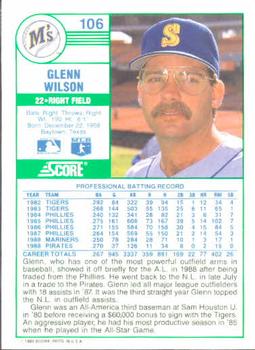 Glenn Wilson  baseball card collectible - Main Image 2