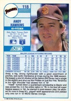 Andy Hawkins  baseball card collectible - Main Image 2