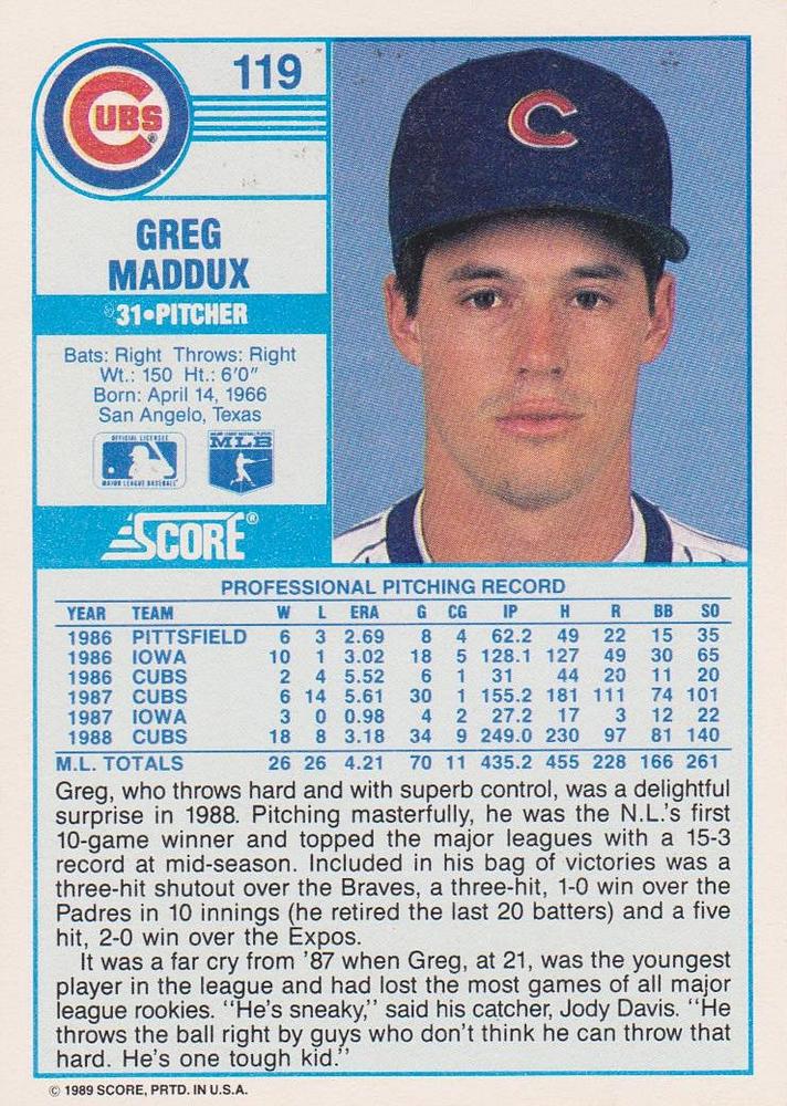 Greg Maddux  baseball card collectible - Main Image 2