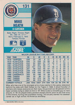 Mike Heath  baseball card collectible - Main Image 2