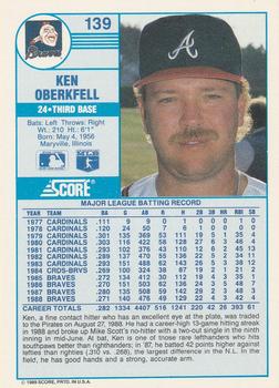 Ken Oberkfell  baseball card collectible - Main Image 2