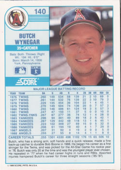Butch Wynegar  baseball card collectible - Main Image 2