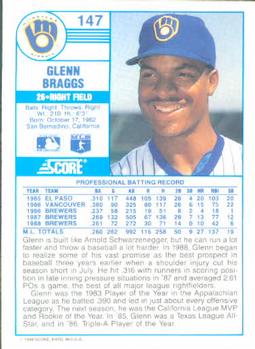 Glenn Braggs  baseball card collectible - Main Image 2