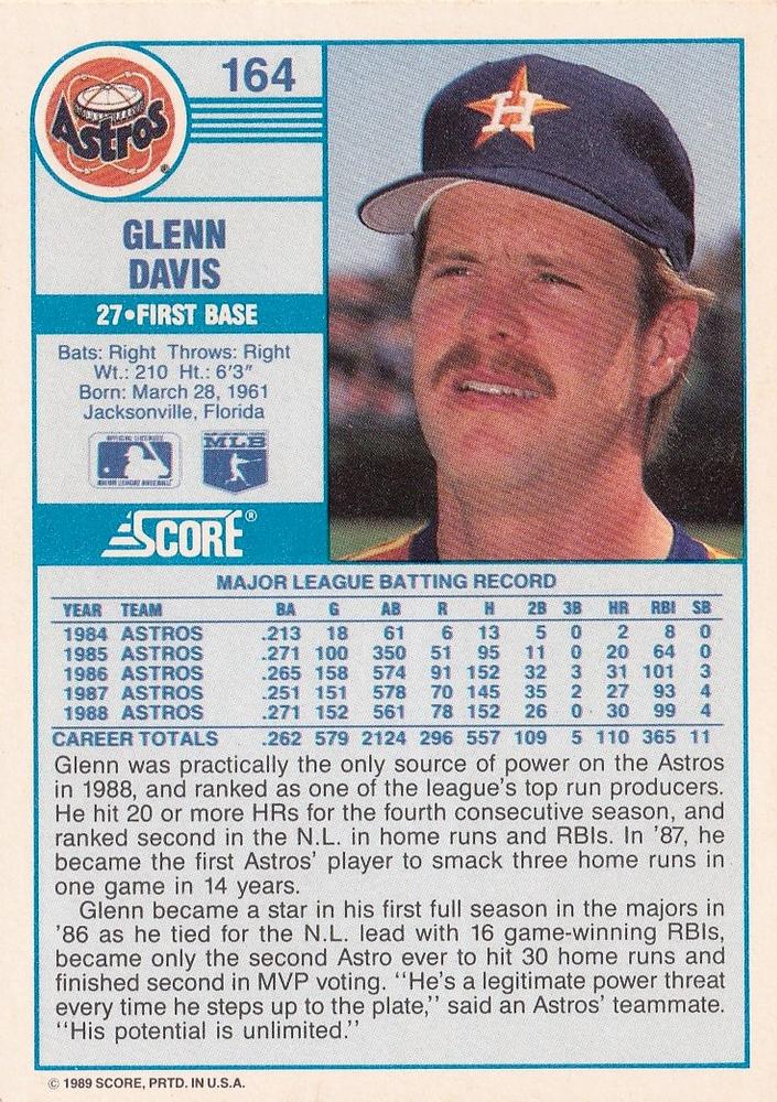 Glenn Davis  baseball card collectible - Main Image 2