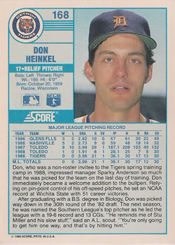 Don Heinkel  baseball card collectible - Main Image 2