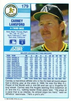 Carney Lansford  baseball card collectible - Main Image 2