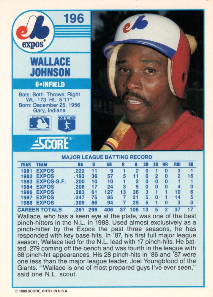Wallace Johnson  baseball card collectible - Main Image 2