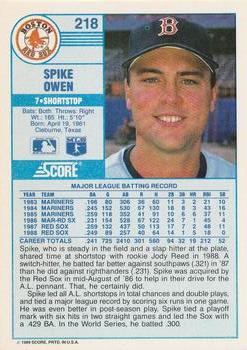 Spike Owen  baseball card collectible - Main Image 2