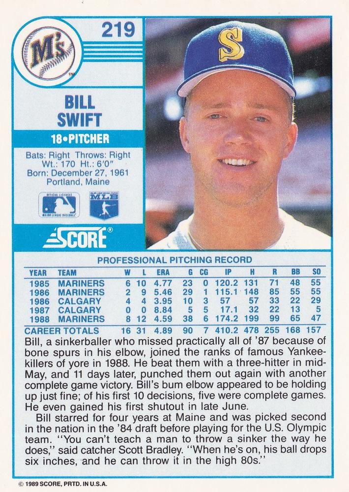 Bill Swift  baseball card collectible - Main Image 2