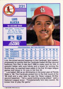 Luis Alicea  baseball card collectible - Main Image 2