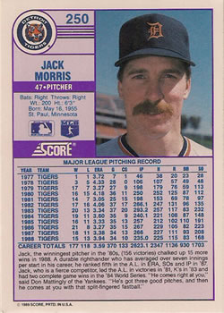 Jack Morris  baseball card collectible - Main Image 2