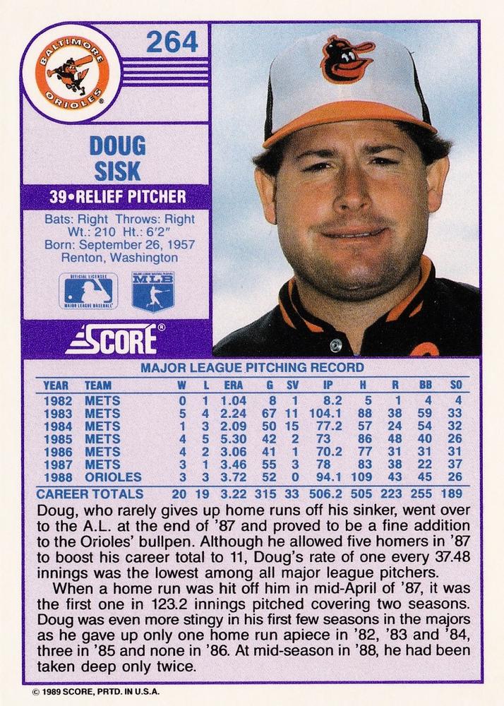 Doug Sisk  baseball card collectible - Main Image 2