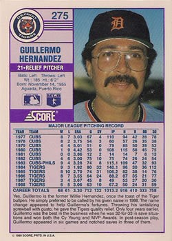 Guillermo Hernandez  baseball card collectible - Main Image 2